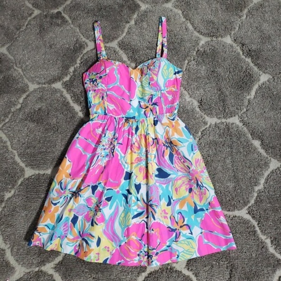 Lilly Pulitzer Dresses & Skirts - Lilly Pulitzer Pink Neon Floral Sundress Size 4